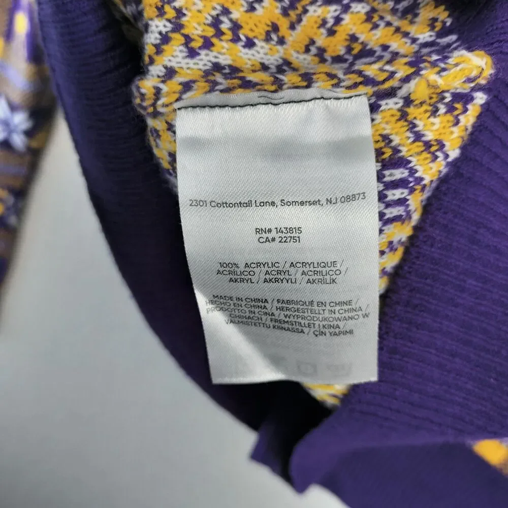 Minnesota Vikings Sweater Mens S Purple Gold Fair Isle Nordic Graphic Print SKOL